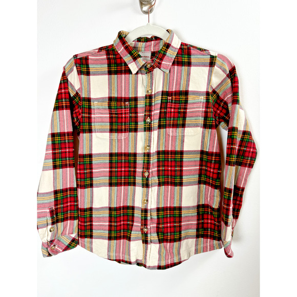 Hanna Anderson Christmas Plaid Cabincore Cozy Flannel Unisex Button Up Top 10 - Picture 1 of 6